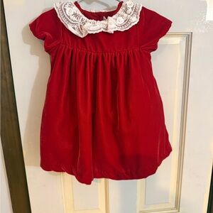 Janie and Jack Scarlet Dress with Lace Trim